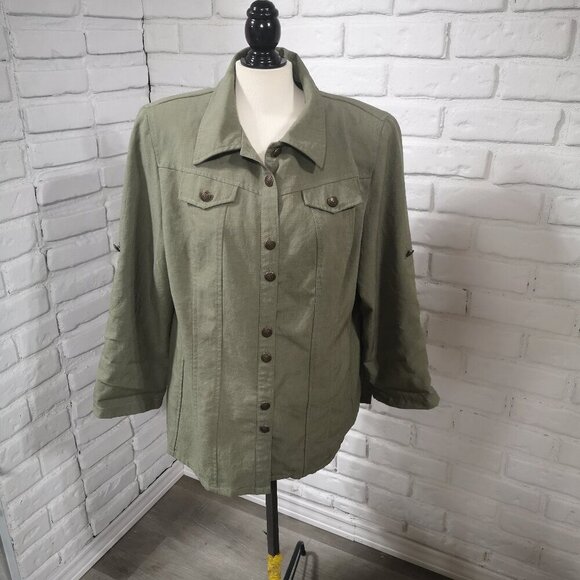 Conrad C Petite Woman Ladies Size 16 Made in Canada Sage Green Blazer - Picture 1 of 9